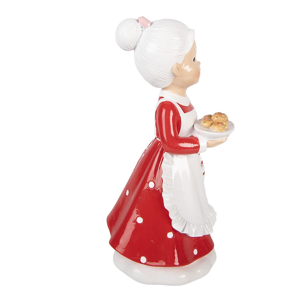 Kerstdecoratie Beeld Kerstvrouw 10x10x20 cm Rood Kunststof
