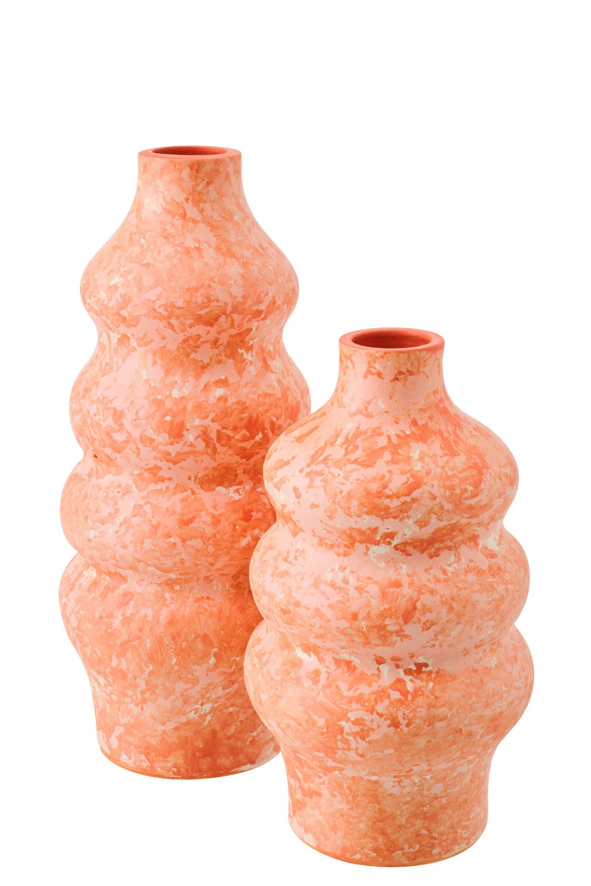 J-Line vaas - keramiek - oranje/wit - L
