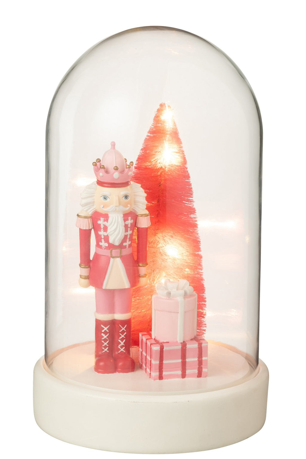 J-Line decoratie Stolp Notenkraker - wit/roze - LED
