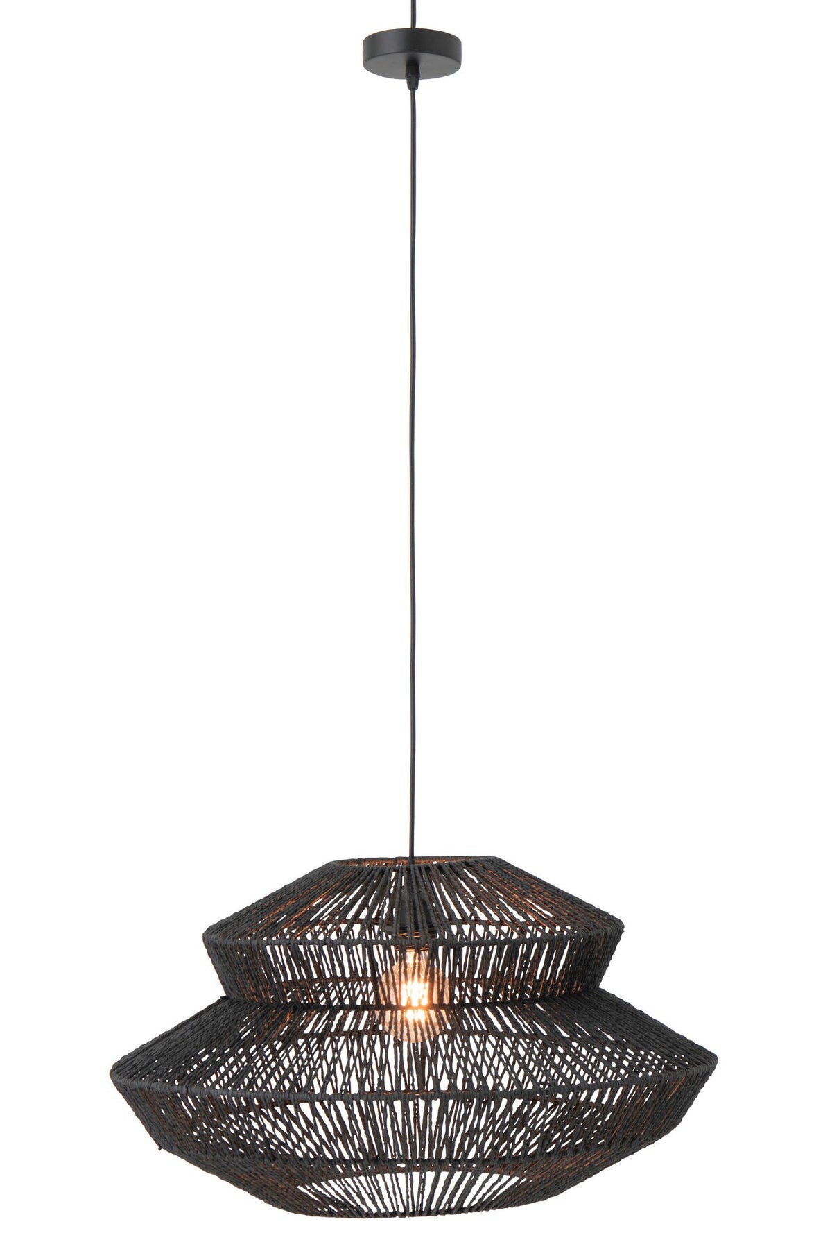 J-Line hanglamp Touw - metaal - zwart - S