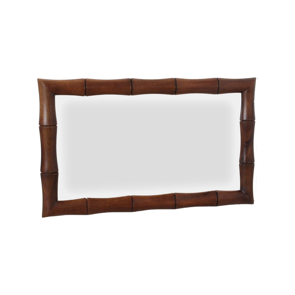 Faux bamboe spiegel bruin