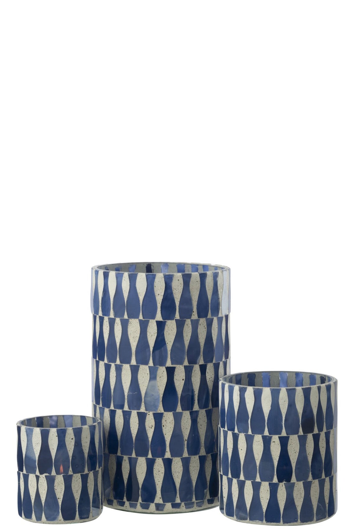 J-Line kaarshouder - glas - blauw/wit - L