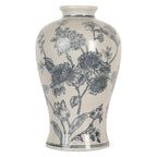 Vaas Ø 19x32 cm Wit Blauw Keramiek Bloemen