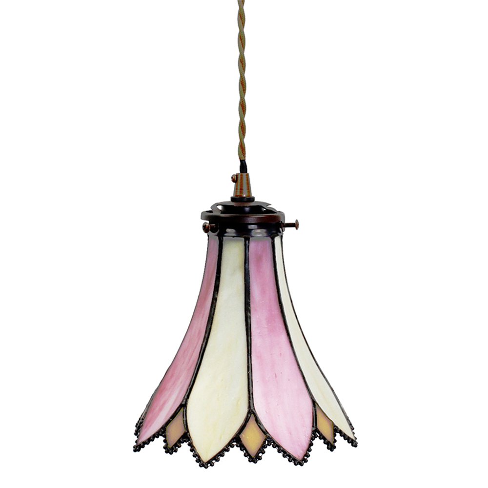 Hanglamp Tiffany Ø 15x115 cm Roze Beige Glas Hanglamp Eettafel