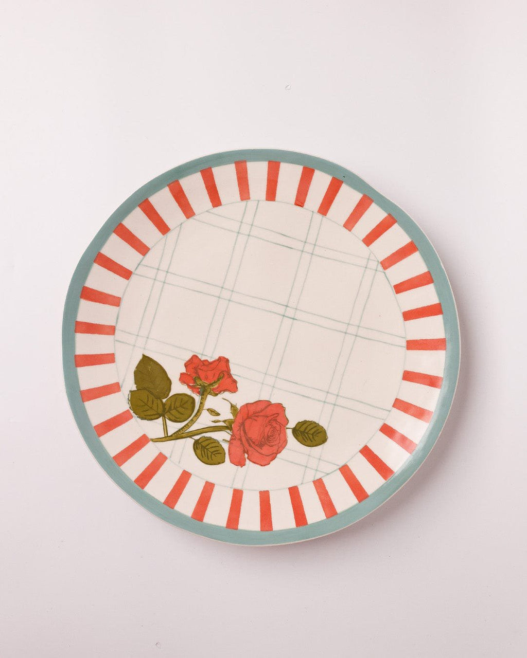 Serveerbord | Keramisch handgeschilderd rozenontwerp | Set van 2, klein en groot