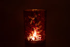 J-Line windlicht Blaadjes - glas - rood/goud - large