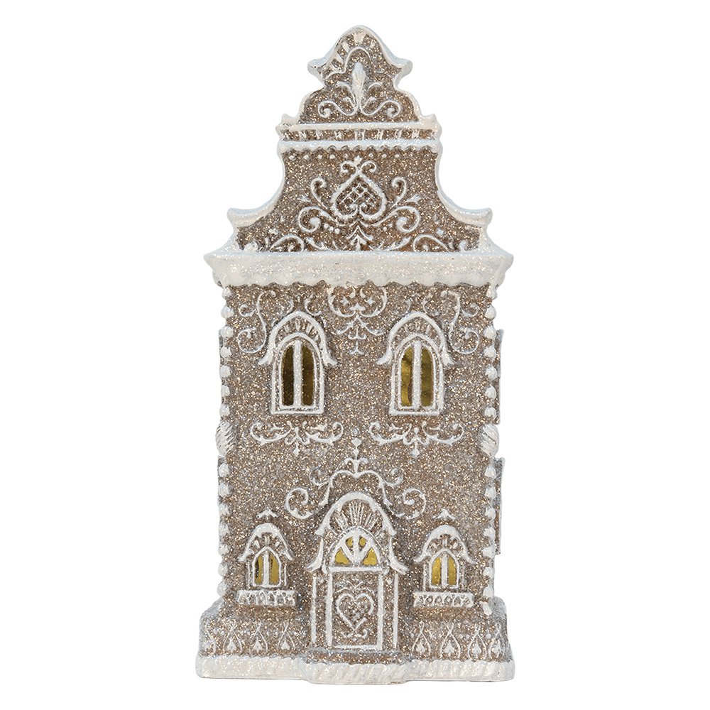 Gingerbread house met LED 17x15x35 cm Bruin Kunststof