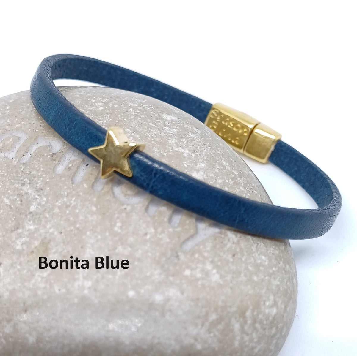 Semplice leren armband tiny star 24K verguld