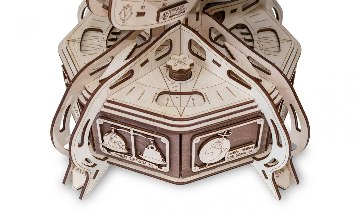 Eco Wood Art (EWA) 3D Mechanische Puzzel, Globe Bruin, 389, 32,x32x50,5cm
