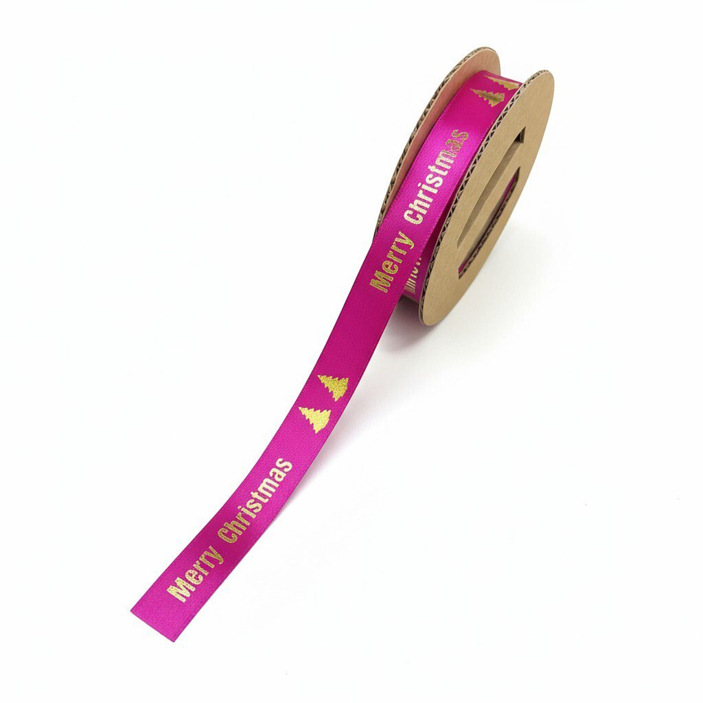Satijn lint – Merry Christmas – Fuchsia - 15mm x 20m