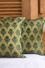 Geborduurde kussensloop van Dupion-zijde - Morris Floral