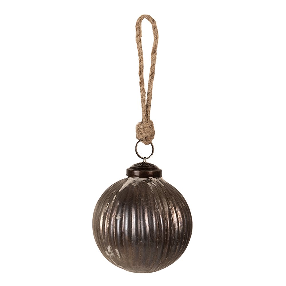 Kerstbal Ø 8x8 cm Grijs Glas Kerstboomversiering