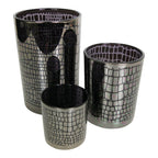 Theelichthouder zilver croco medium 12cm*