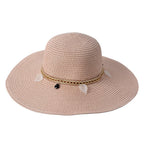 Hoed Dames Roze Papierstro Zonnehoed