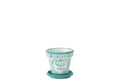 J-Line bloempot Granada - keramiek - aqua - small - Ø 21 cm