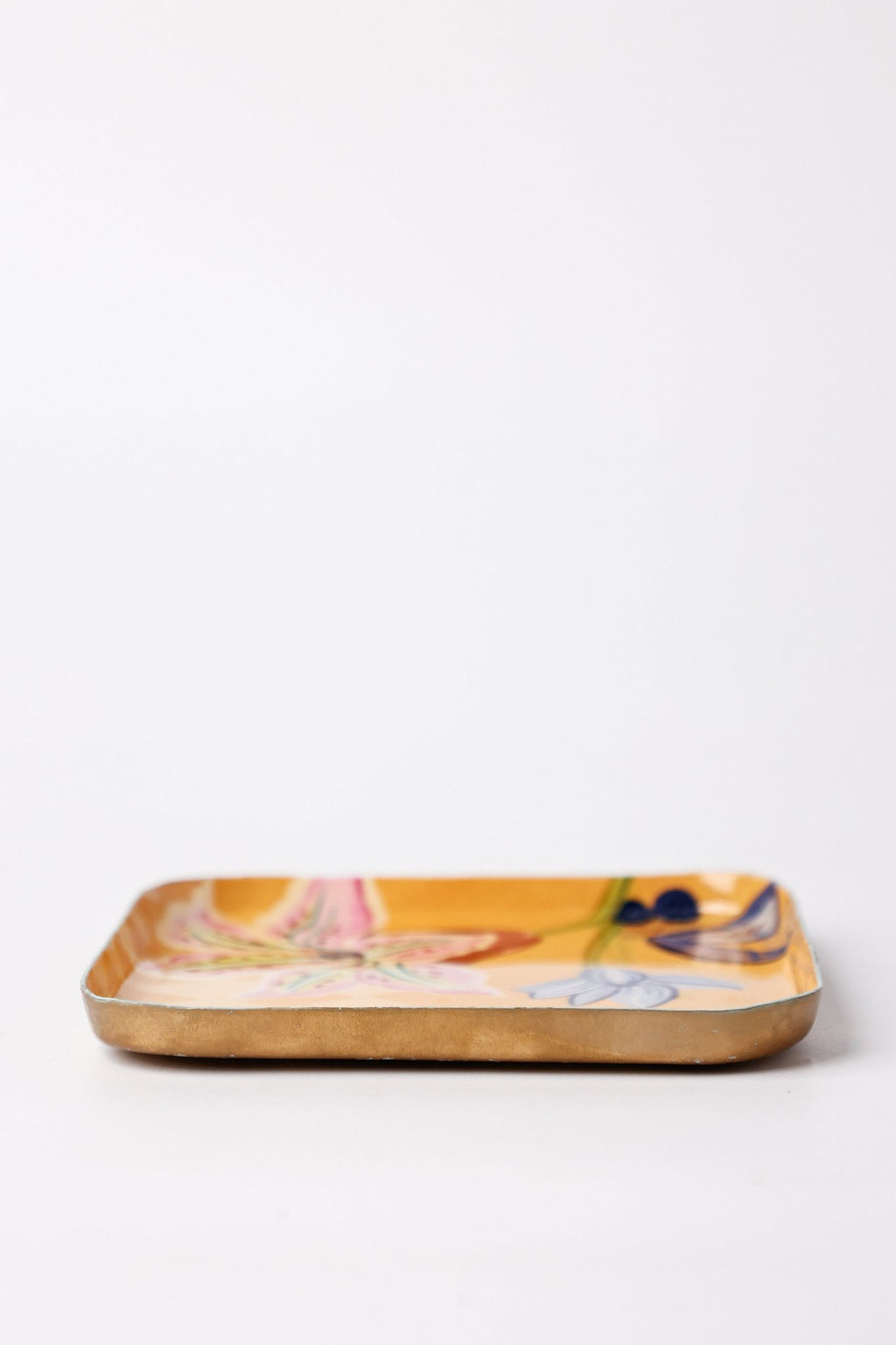Serveerbord | IJzeren vierkant bloemen | Geel