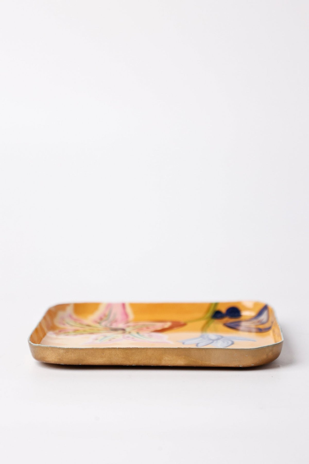 Serveerbord | IJzeren vierkant bloemen | Geel