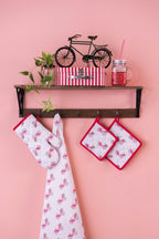 Broodmand 35x35x8 cm Rood Wit Katoen Fiets Cadeau Keuken