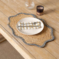 Handgemaakte gevlochten jute placemat – blauw – eettafel decor