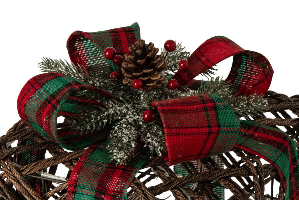J-Line LED-cadeaus Lint + Dennenappels - ijzer - bruin/kerstrood