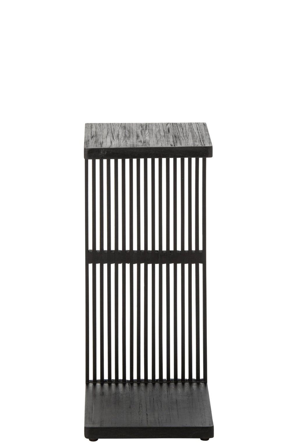 J-Line Bijzettafel met latten - gerecycled hout - zwart