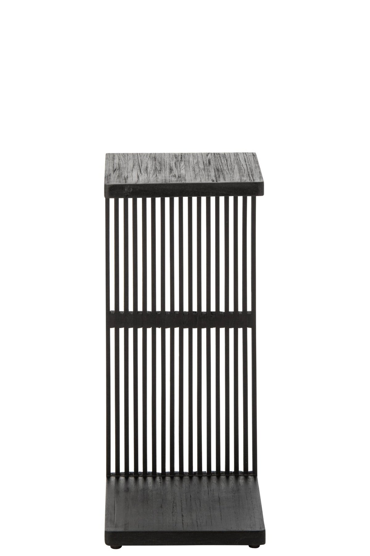 J-Line Bijzettafel met latten - gerecycled hout - zwart