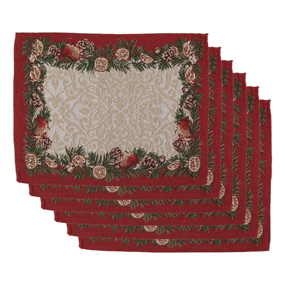 Placemats Set van 6 33x45 cm Beige Polyester