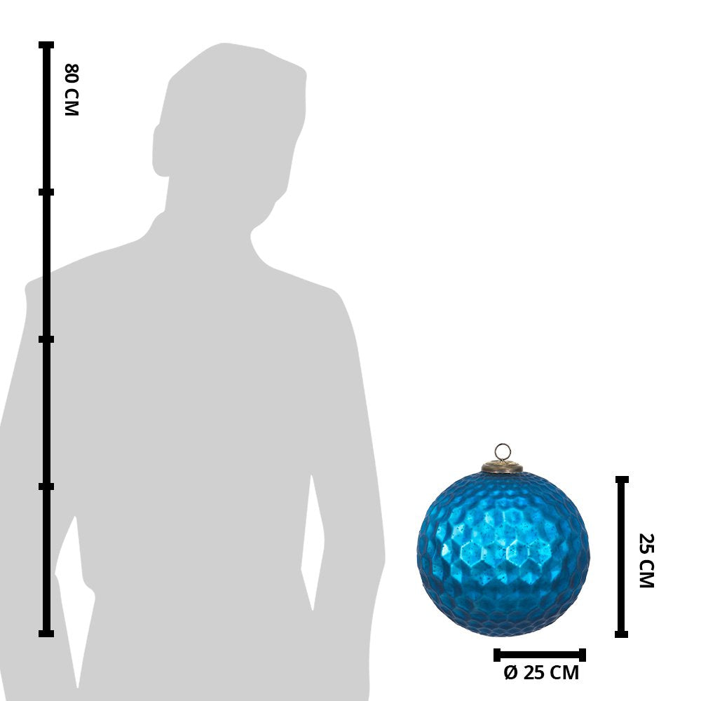 Kerstbal XL Ø 25 cm Blauw Glas Kerstdecoratie