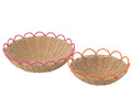 J-Line plateau - papier - oranje/roze - set van 2
