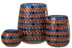 J-Line windlicht Mozaiek Druppel - glas - oranje/blauw - large