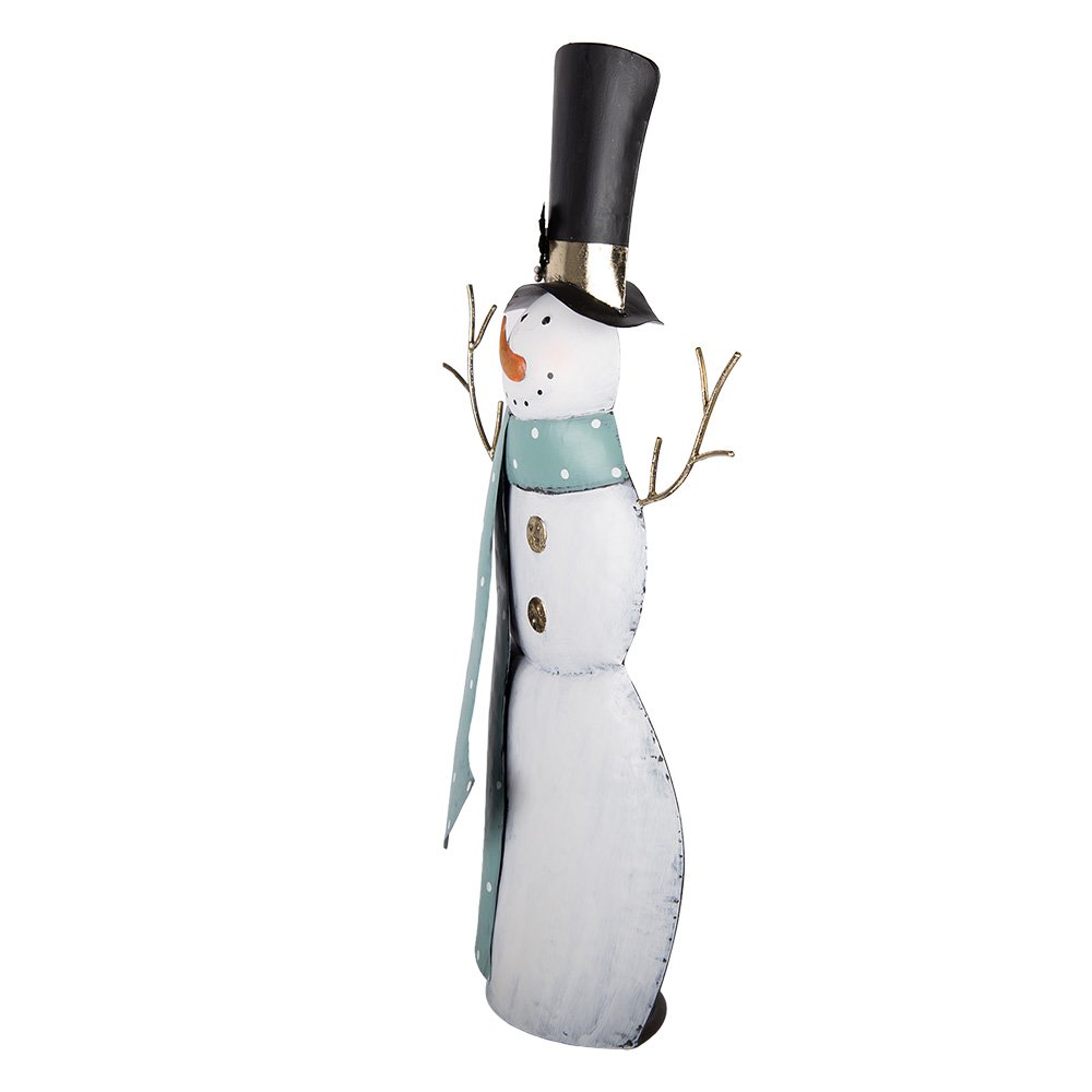 Kerstdecoratie Beeld Sneeuwpop 36x13x69 cm Wit Metaal
