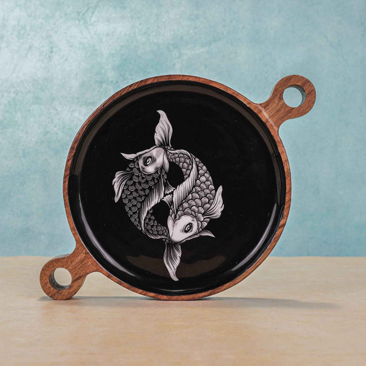 Fintastic Serveerplank – Acaciahouten Schaal – Handgemaakt Vis Design – 30x20cm