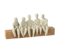 J-Line decoratie Beeldje Groep Mensen Zittend - poly - wit/naturel