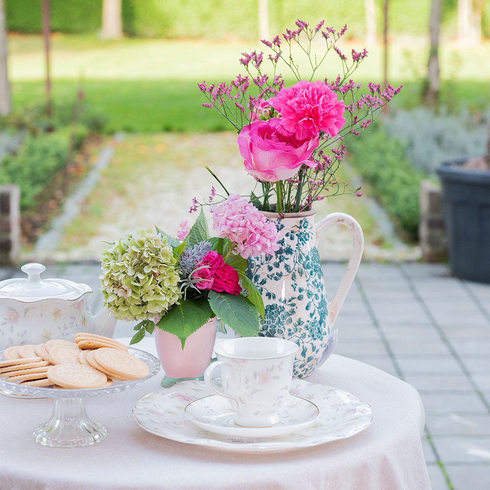Dinerbord Ø 26 cm Wit Roze Porselein Bloemen Eetbord