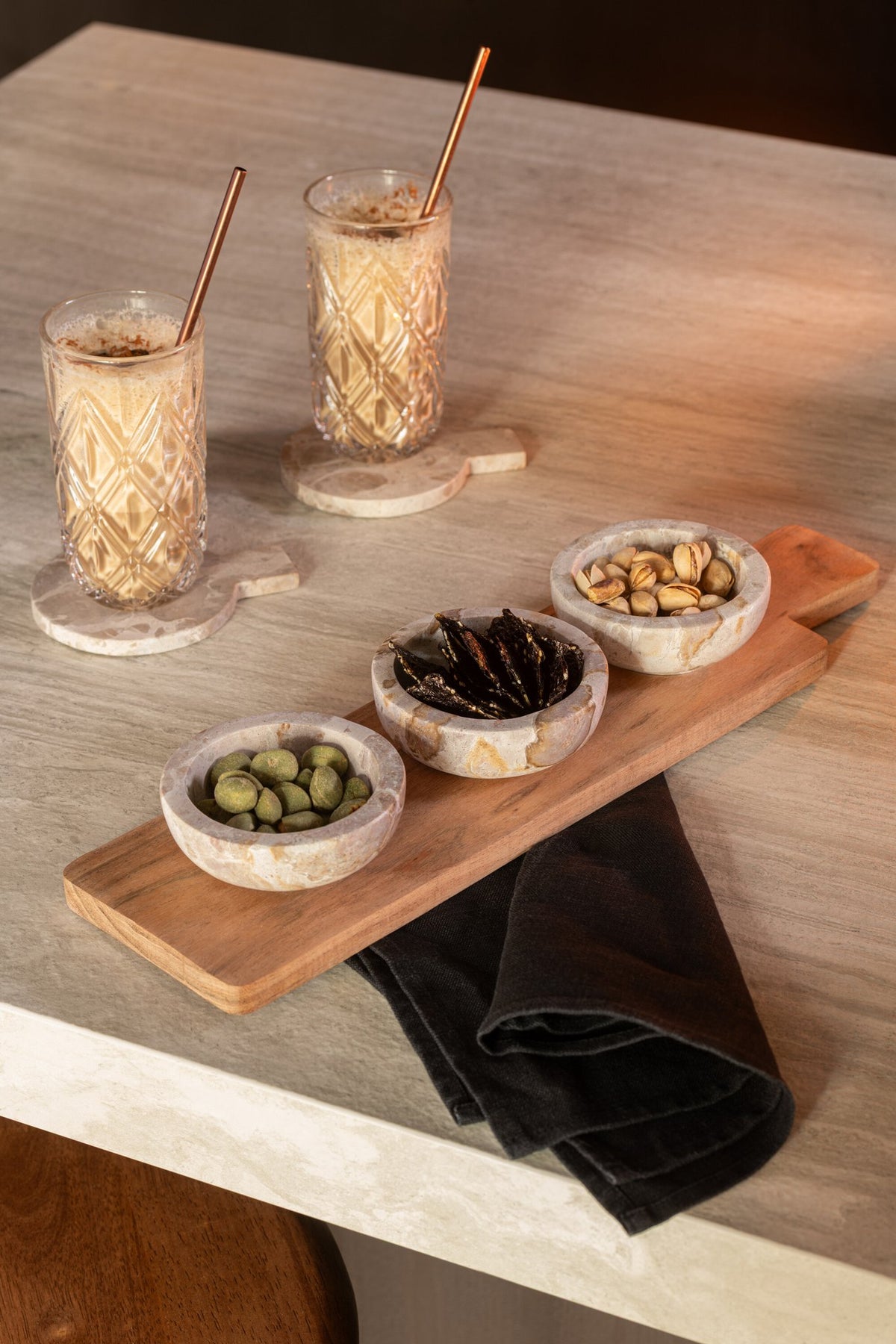 J-Line kruidenset Marmer - steen - naturel/beige