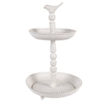 Etagère 2 laags Ø 27x41 cm Wit Metaal Vogel
