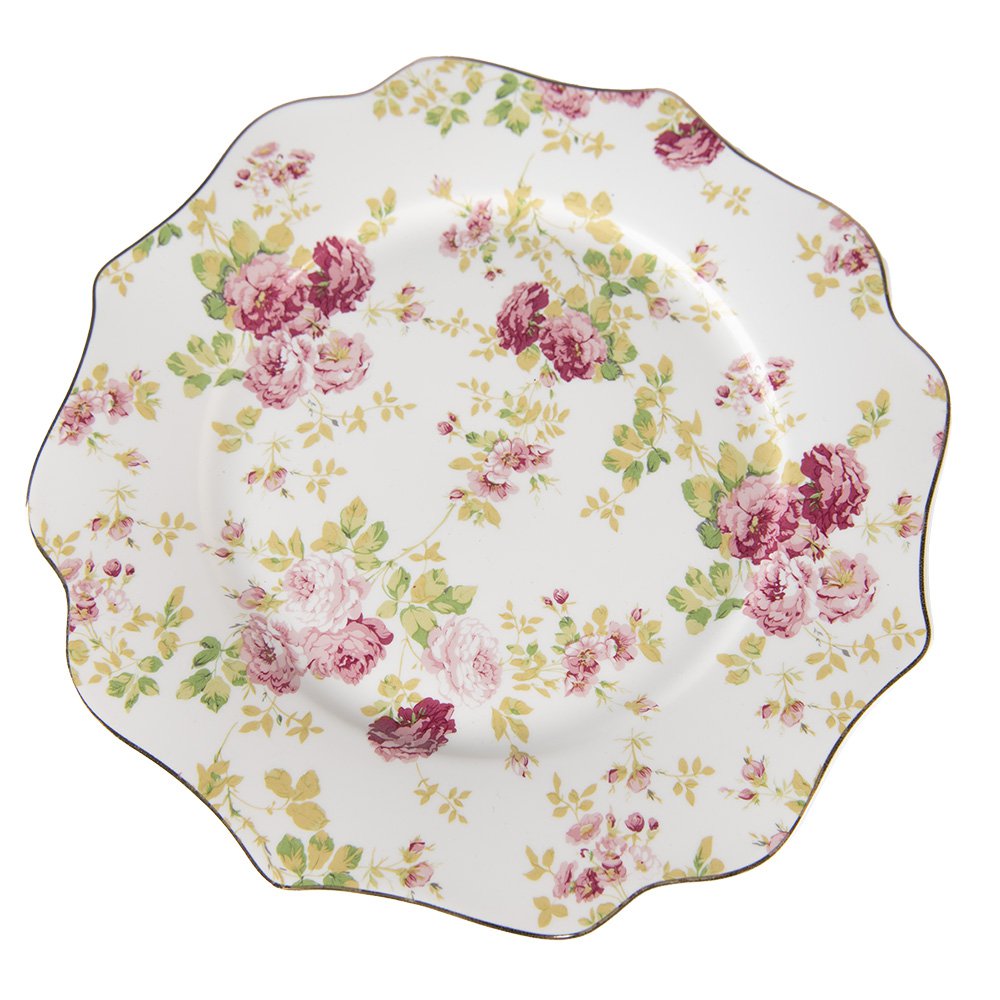 Ontbijtbord Ø 21 cm Wit Keramiek Bloemen Bord