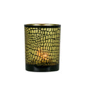 Theelichthouder croco zwart medium 12cm*