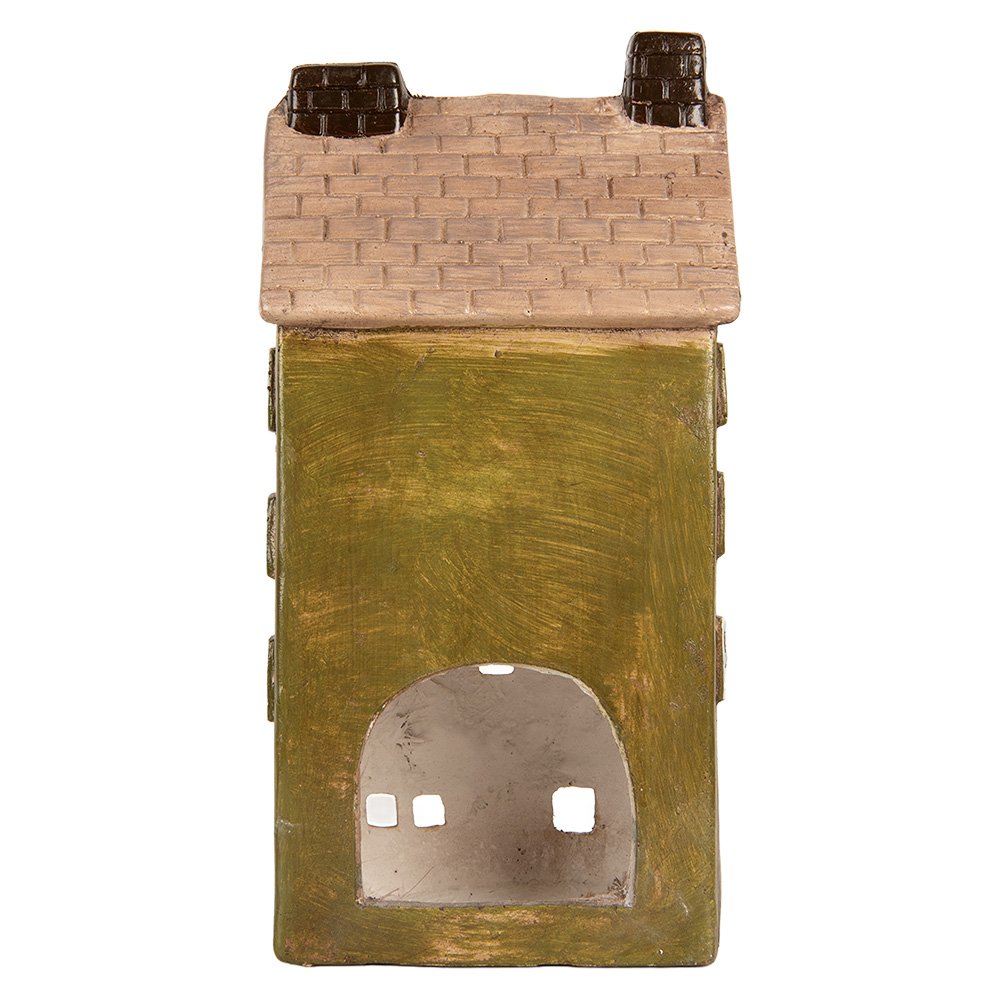 Waxinelichthouder Huis 20x17x39 cm Groen Keramiek