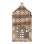 Waxinelichthouder Huis 7x7x14 cm Grijs Keramiek