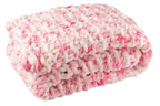 J-Line deken Gebreid - polyresin - roze/wit