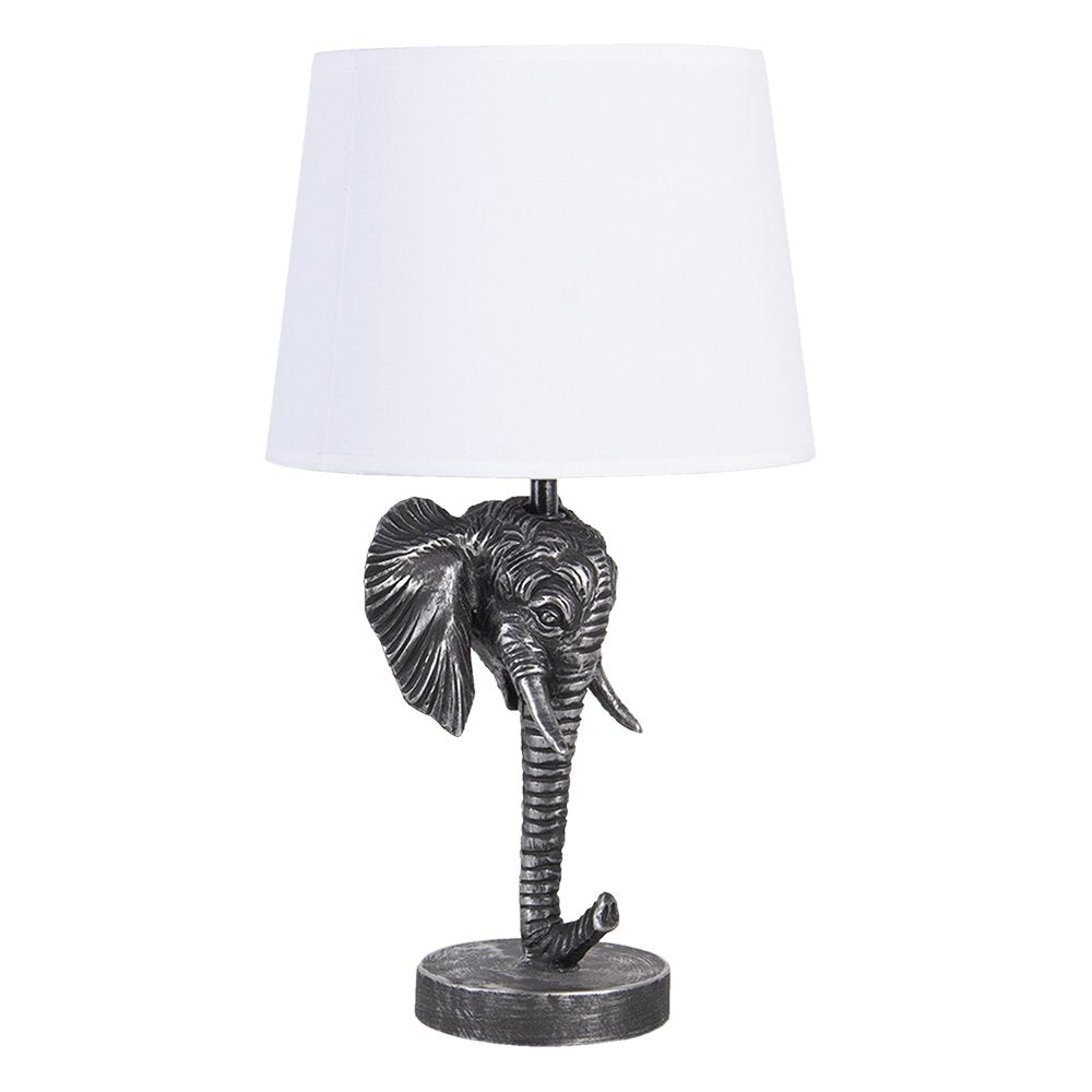 Tafellamp Olifant 23x23x41 cm Zwart Wit Polyresin Bureaulamp