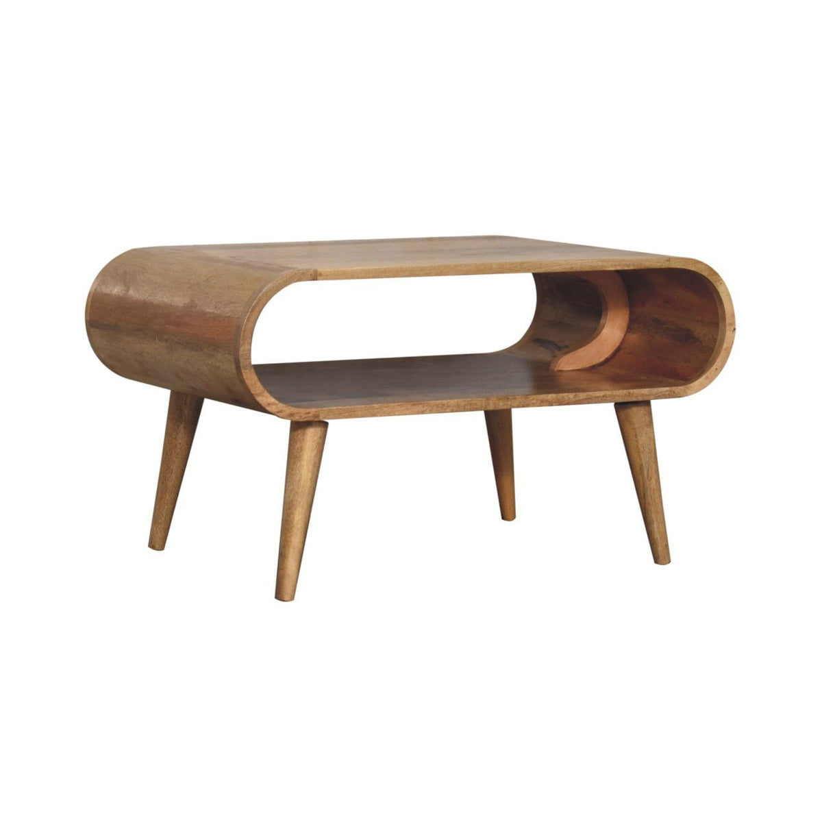 Massief houten open salontafel, licht eiken afwerking