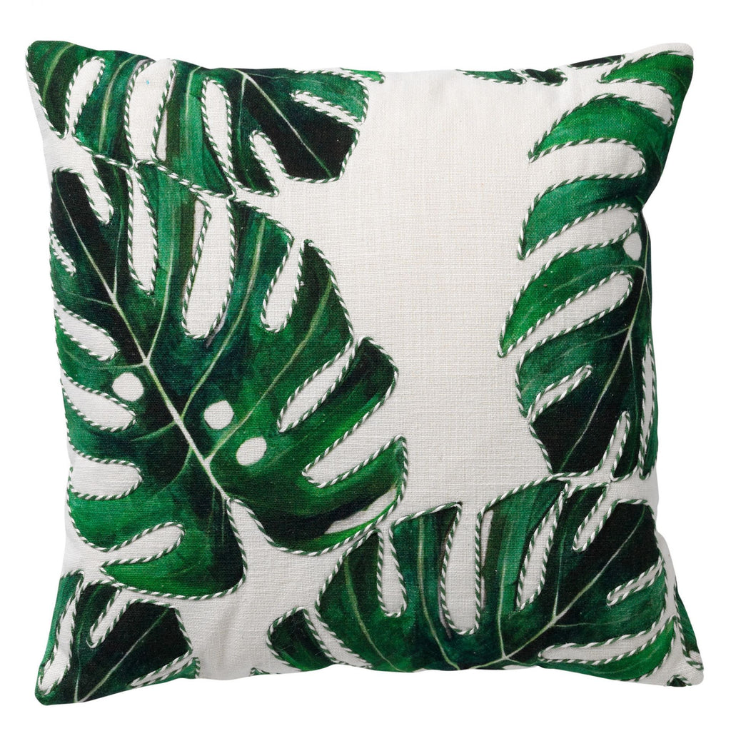 Dutch Decor Leafy - Kussen 45x45 cm - Katoen - Sneeuwwitje - Wit