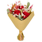 Romantisch gedroogd en kunstbloemen boeket - rood - groot