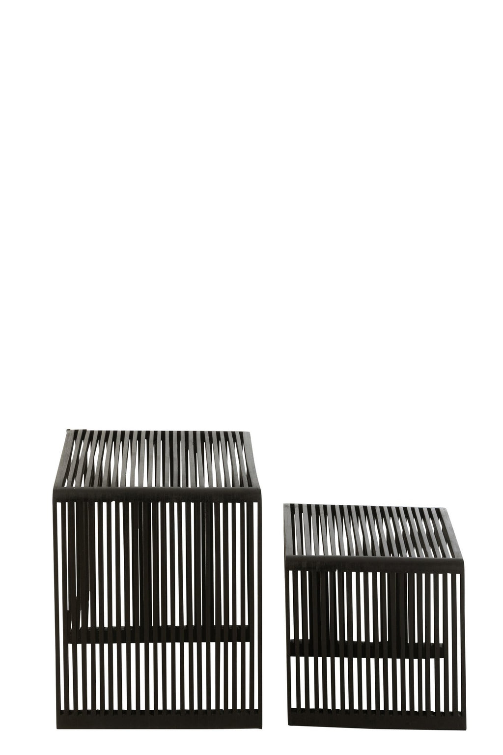 J-Line bijzettafel Kubus - hout - zwart - set van 2