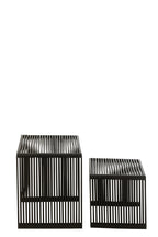 J-Line bijzettafel Kubus - hout - zwart - set van 2