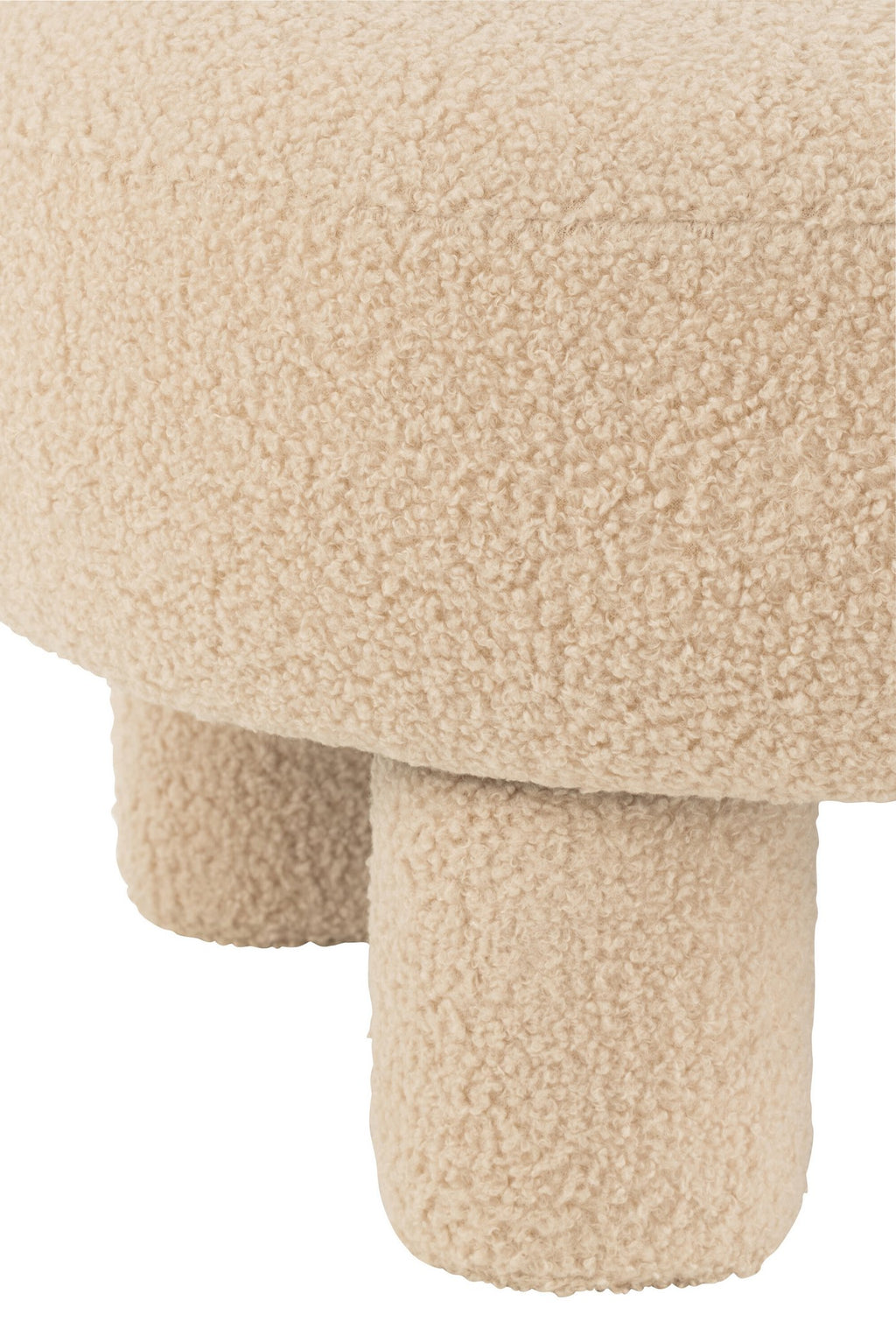 J-Line Kruk Rond Met Rugleuning Bouclé Warm Beige