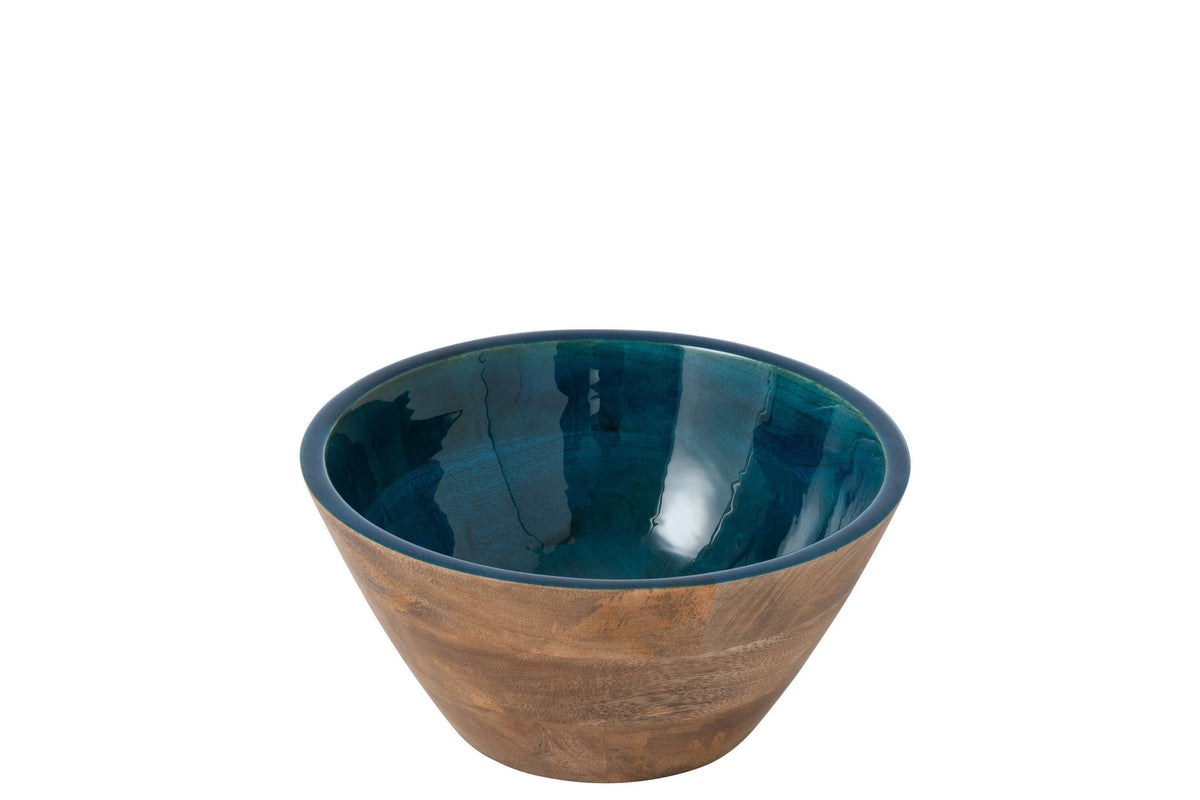 J-Line schaal - hout - petrol/naturel - medium