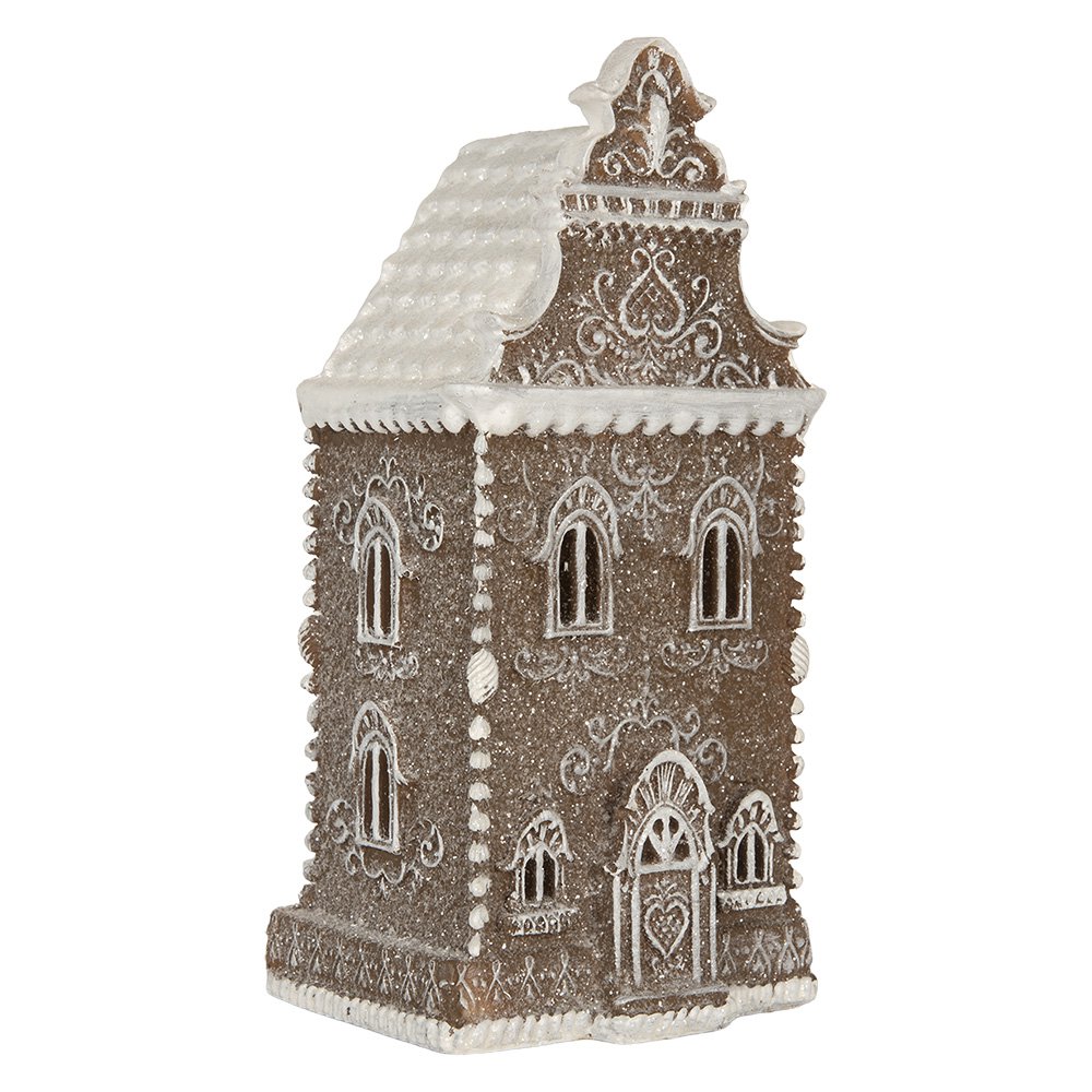 Gingerbread house met LED 12x11x25 cm Bruin Kunststof